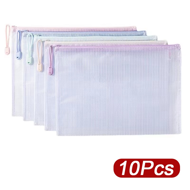 Supply Of Office Stationery - 5-30pcs Zipper Mesh Bag A4/A5 Plastic