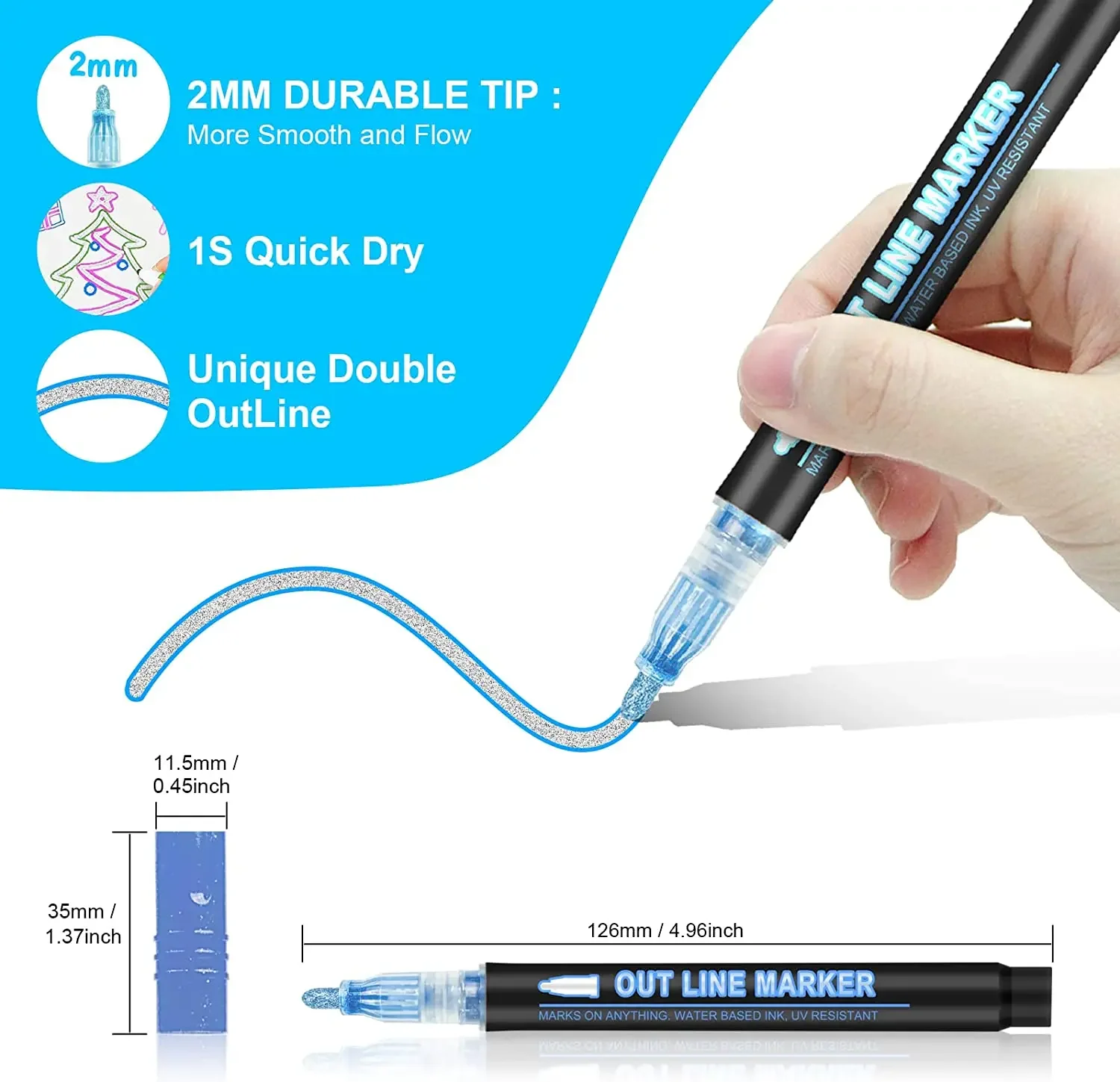 36 Color Double Line Outline A - Highlighter Set Pastel 评论和价格