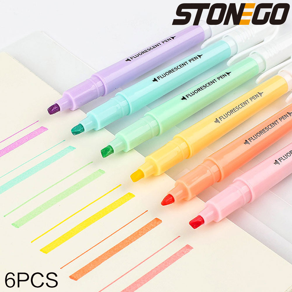 STONEGO 6PCS Dual Tip Highligh - Highlighter Set Pastel 评论和价格
