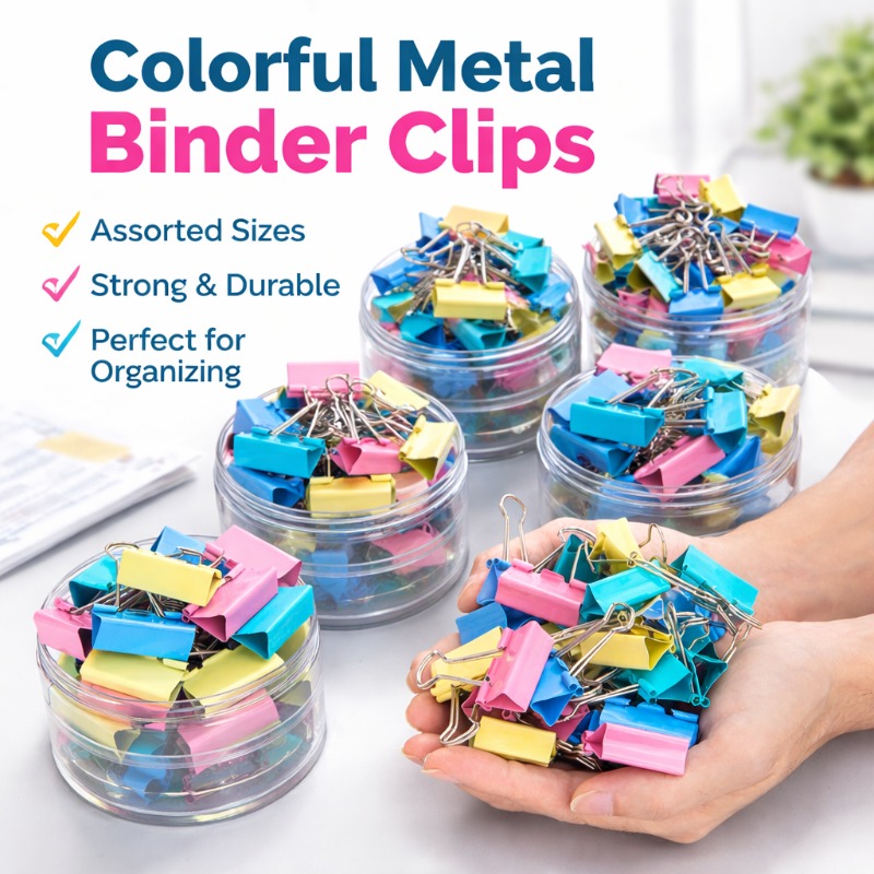 40PCS/Set Long Colorful Metal  - Binder Clip Assorted 评论和价格