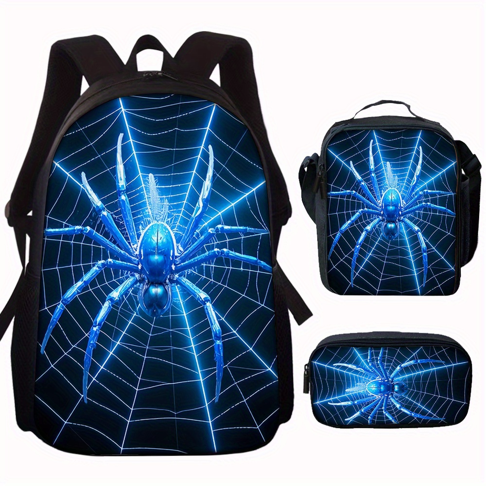 3pcs spider pattern backpack l - Pencil Case Large 评论和价格