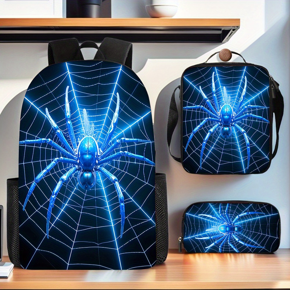 3pcs spider pattern backpack l - Pencil Case Large 评论和价格