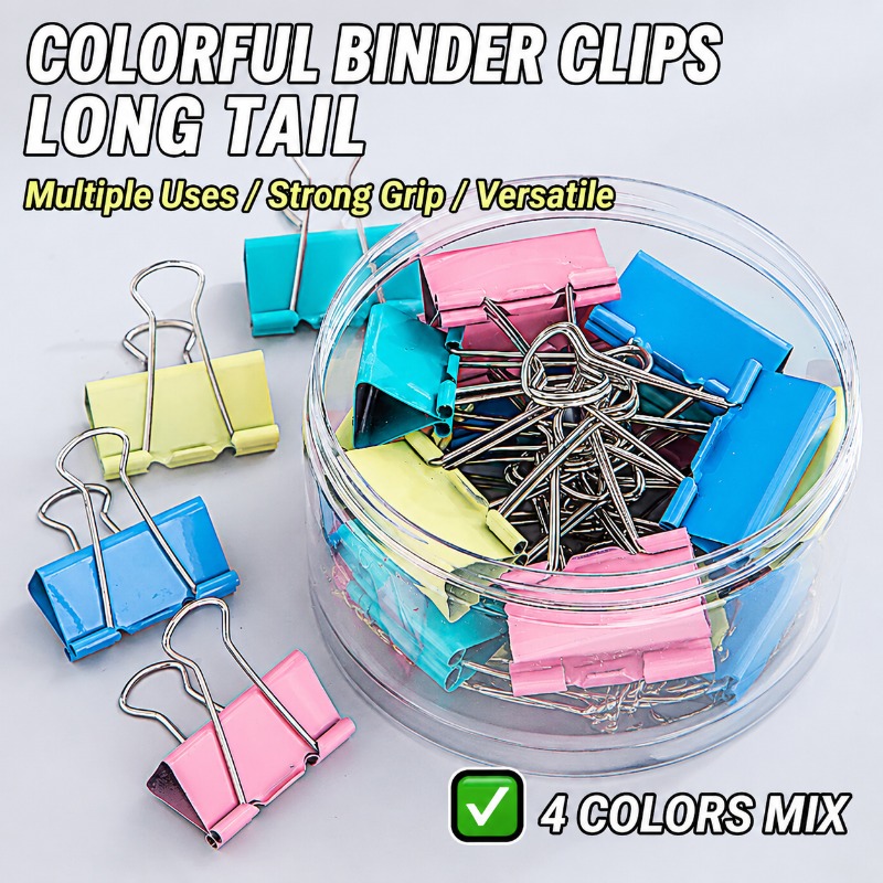 Colorful Metal Binder Clips, A - Binder Clip Assorted 评论和价格