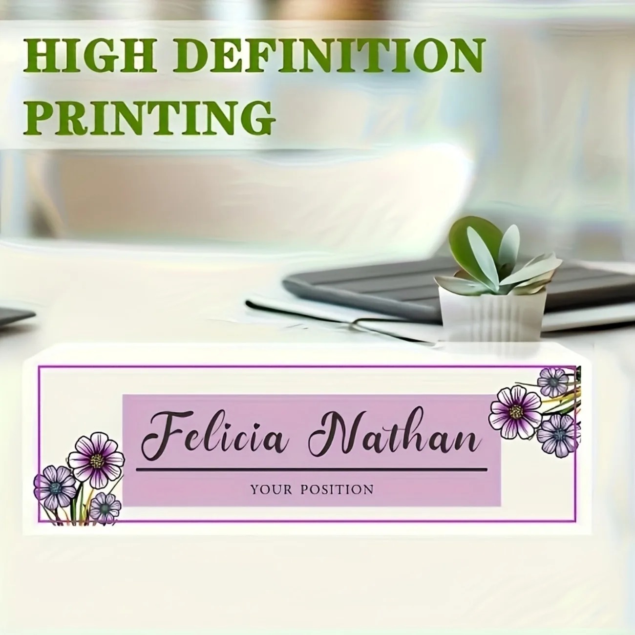 Pink‑Purple Floral Acrylic Des - Desk Name Plate 评论和价格