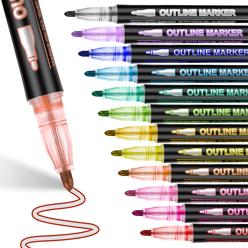 8-60 Color Double Line Outline - Highlighter Set Pastel 评论和价格