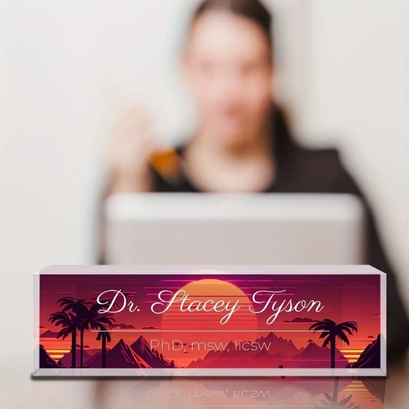 [2D Flat] Sunset Design Custom - Desk Name Plate 评论和价格