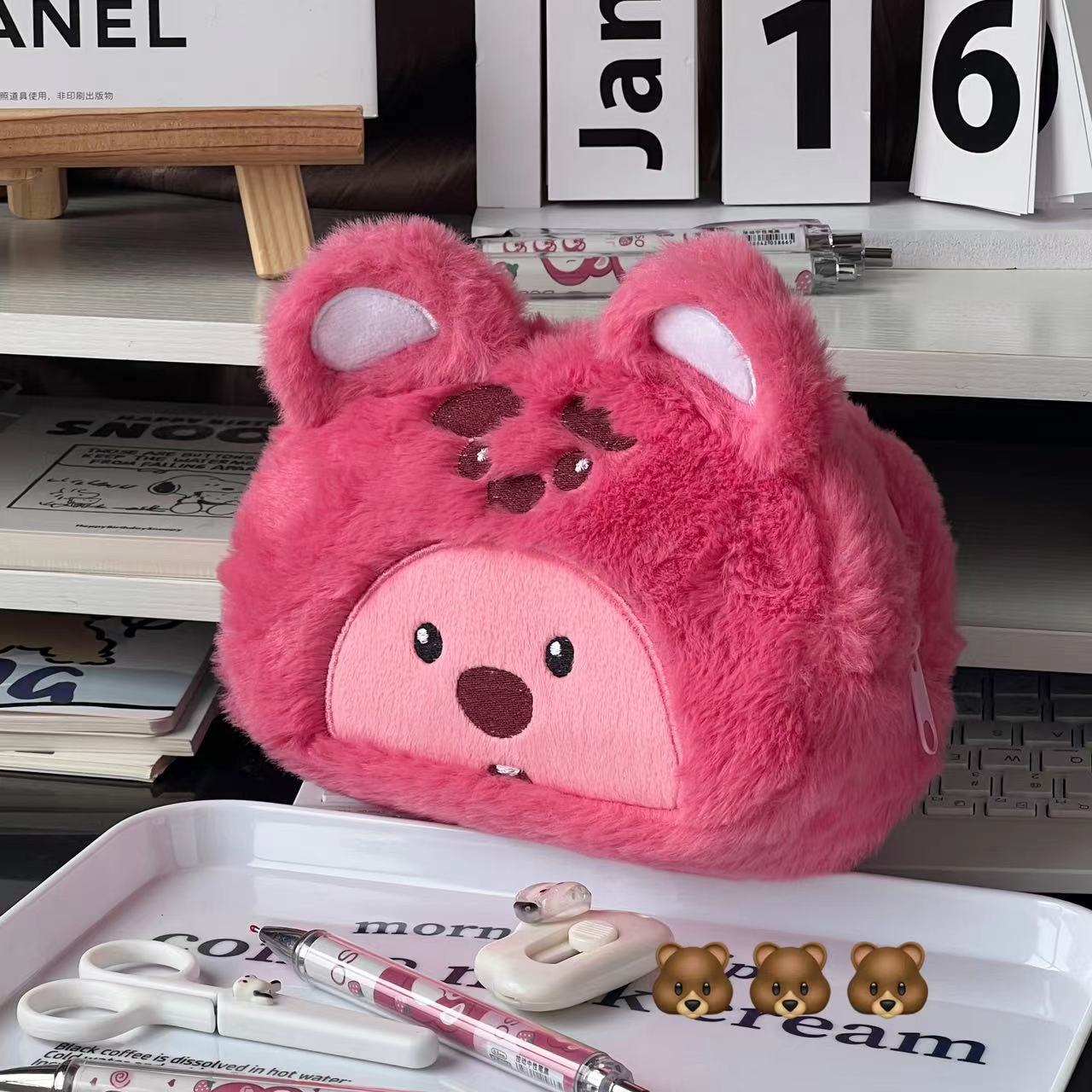 Cartoon Plush Pencil Bag Stude - Pencil Case Large 评论和价格